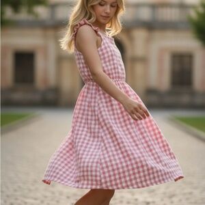 🎀 Bow-Tied Sunshine! Gap Kids Pink Gingham Sundress | Size L (10–12)